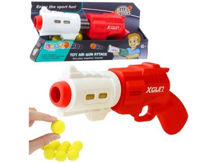 Dětská pistole XGUN Na Měkké Pěnové Kuličky 6 ks Červená