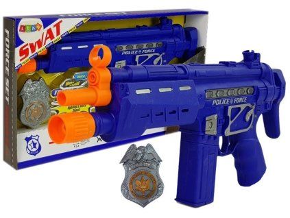 Policejní sada Pistole Odznak Zvuk Světelné efekty Tmavě modrá
