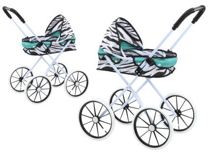 Kočárek pro panenky Zebra Velká Kola Skládací Tyrkys