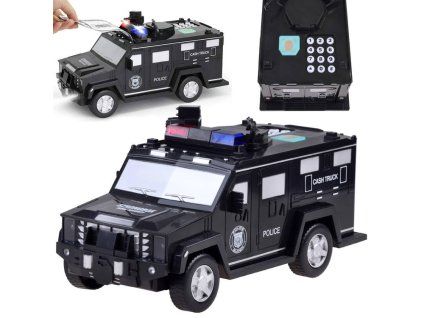 Pokladnička Policejní černé autíčko Bankomat trezor