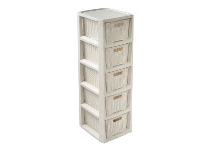 Regál s 5 šuplíky Rattan Antic White BRANQ ( neaktuální foto, regál je krémový)