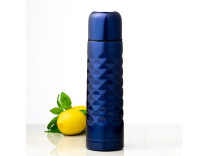 Tmavě modrý nerezový termos na kávu a čaj Tesoro 600 ml AMBITION