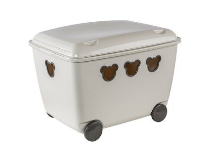 Krémový plastový box s víkem na kolečkách Bear 55 l BRANQ