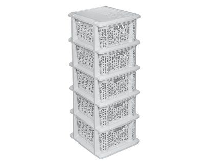 Krémový plastový regál s 5 šuplíky Bamboo Antic BRANQ