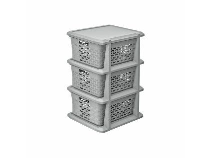 Světle šedý plastový regál se 3 šuplíky Cotton BRANQ