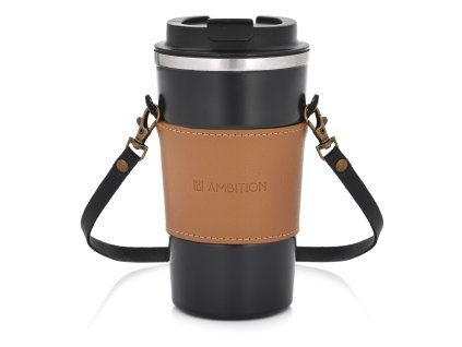 Hnědo-černý termohrnek s páskem Camel 500 ml AMBITION