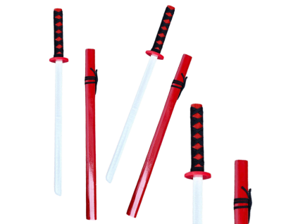 Dětský meč Katana dřevěný 70 cm červený