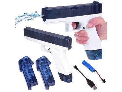 Elektrická vodní pistole Glock bílo modrá
