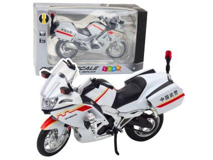 Kovový Motocykl 1:12 Světla Bílý Červené Žluté Linie