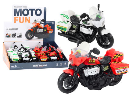 Policejní Motorka 1:10 Světla Zvuky Bílá Červená