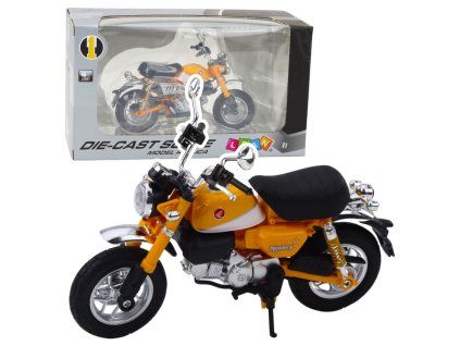 Motocykl Retro Klasický Kovový Žlutý 1:12