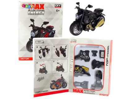 Motocykl Ke Skládání Šroubování DIY Kov 1:14 Černý Zlaté Prvky