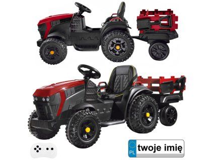 Elektrický traktor pro děti + přívěs Červený