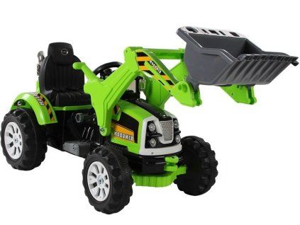 Elektrický traktor bagr pro děti s pohyblivou lžící zelený