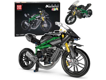 Stavebnice sportovní motocykl 656 dílků černo-zelený