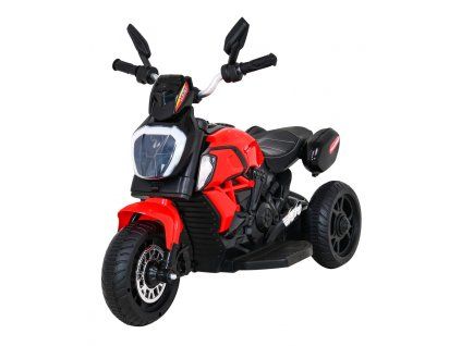 Elektrická motorka Fast Tourist se zvukem a světly Červená s eko kůží