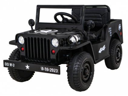 Elektrické autíčko Vojenské Retro černé + Pohon 4x4