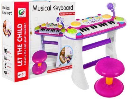 Růžový hudební set Klávesy + Bubny + Mikrofon