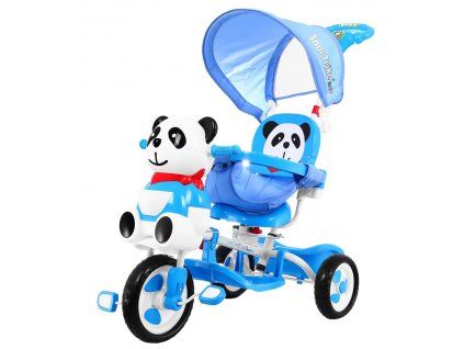 Dětská tříkolka Panda se zvuky + se stříškou modrá