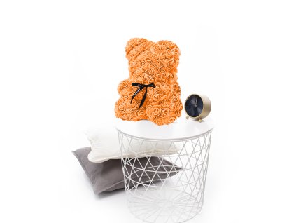 Medvídek z růží Rose Bear oranžový 40 cm