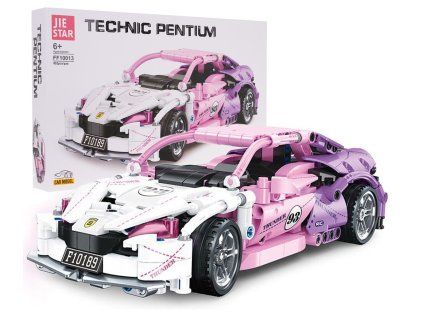 Stavebnice růžové sportovní auto 652 dílků
