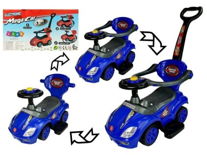 Odrážedlo Mega Car 3v1 s klaksonem Modré