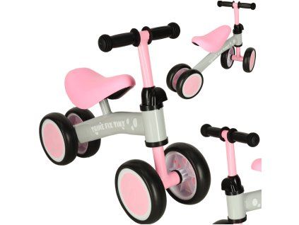 Rowerek biegowy Trike Fix Tiny jezdzik chodzik 4 kola regulacja kierownicy rozowy 167032