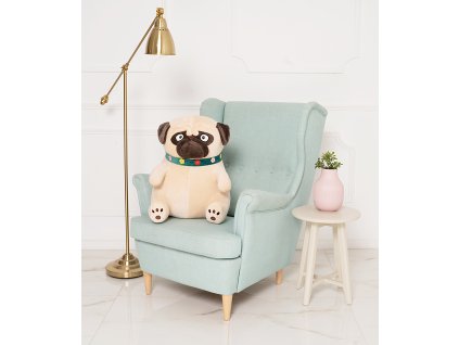 Plyšový pes Mops Max 50 cm světle béžový