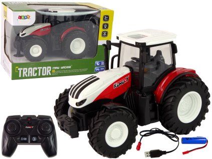 RC farmářský traktor 1:24 bílo-červený