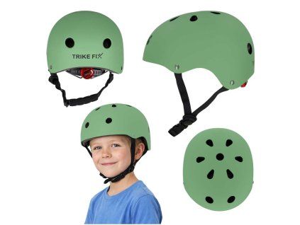 Kask rowerowy dla dziecka Trike Fix dzieciecy regulowany LED S 48 54cm zielony ciemny 184341