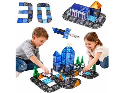 Magnetické kostky policejní vozy 3D 91 dílků