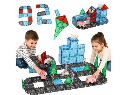 Klocki magnetyczne konstrukcyjne 3D miasto samochody 91 elementow 188503