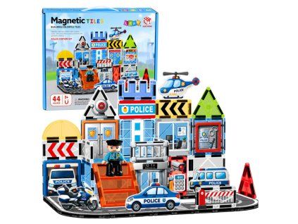 Magnetické konstrukční kostky Policejní základna 44 dílků