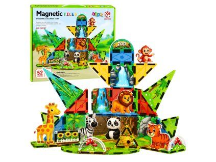 Magnetické konstrukční kostky Divoká zvířata Džungle ZOO 52 dílků