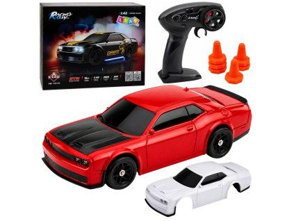 Sportovní RC auto na drift pohon 4WD měřítko 1:43 červené