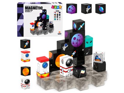 Stavebnice Magnetické kostky Pixely Vesmír 3D 50 dílků