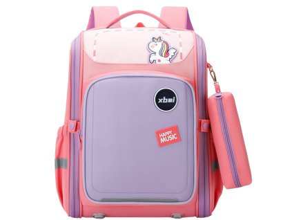 Školní batoh s jednorožcem s hrudním popruhem pastelově růžový 21 L 39 cm