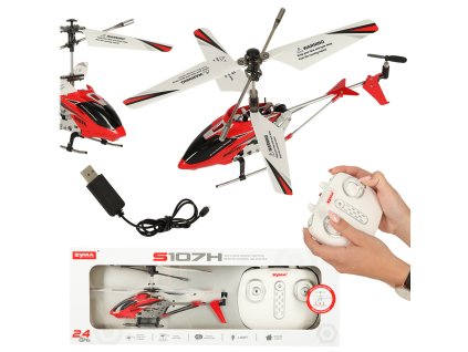 Červený RC vrtulník SYMA S107H 2.4GHz RTF