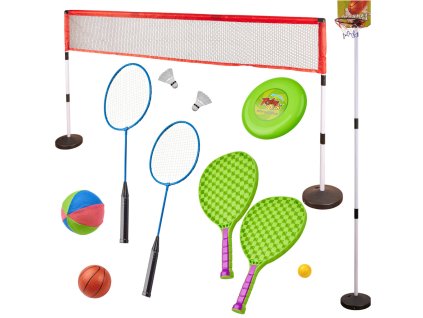 Sportovní set badminton basketbal volejbal tenis frisbee 5v1