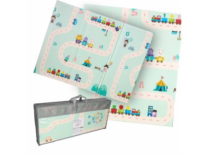 Mata edukacyjna piankowa dwustronna skladana pandy ulica 180 x 200cm 182884