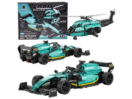 Technická stavebnice Formule 1 + Vrtulník 2v1 736 dílků