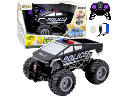 RC auto dálkově ovládané policejní terénní černé 1:16