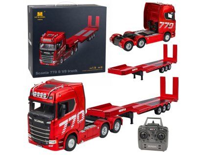 RC Náklaďák Scania 770S Huina S Návěsem Červený 1:18