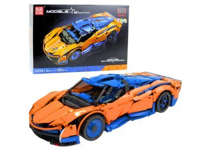 Stavebnice RC modro-oranžové sportovní auto 1883 dílků