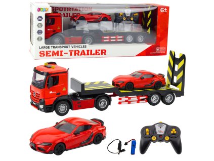 Sada dálkově ovládaných RC aut Odtahovka + Sportovní auto 1:16 červené