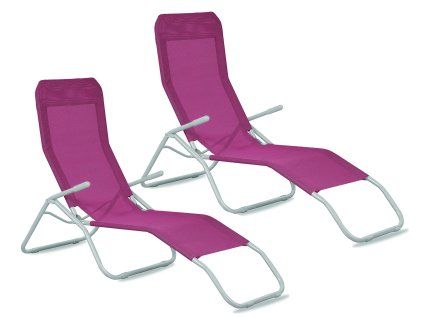 Zahradní lehátko Aga SIESTA 2x Tmavě růžové
