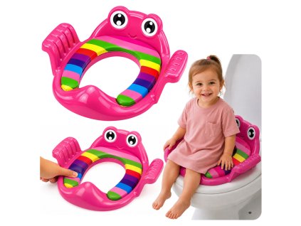 Dětské WC sedátko měkké úchyty růžové