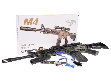Dětský samopal M4 na gelové kuličky + příslušenství