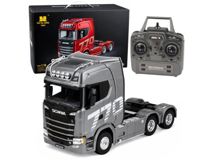 Dálkově ovládaný RC model tahače Scania Huina 1501 1:18 šedostříbrný