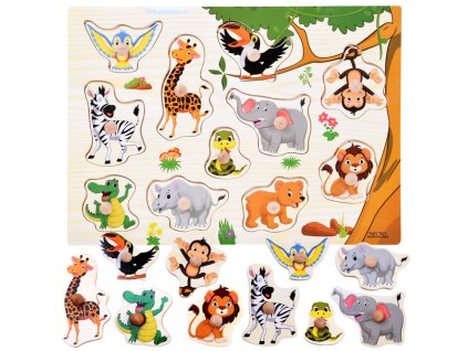 Dřevěné puzzle DŽUNGLE s úchyty 11 dílků